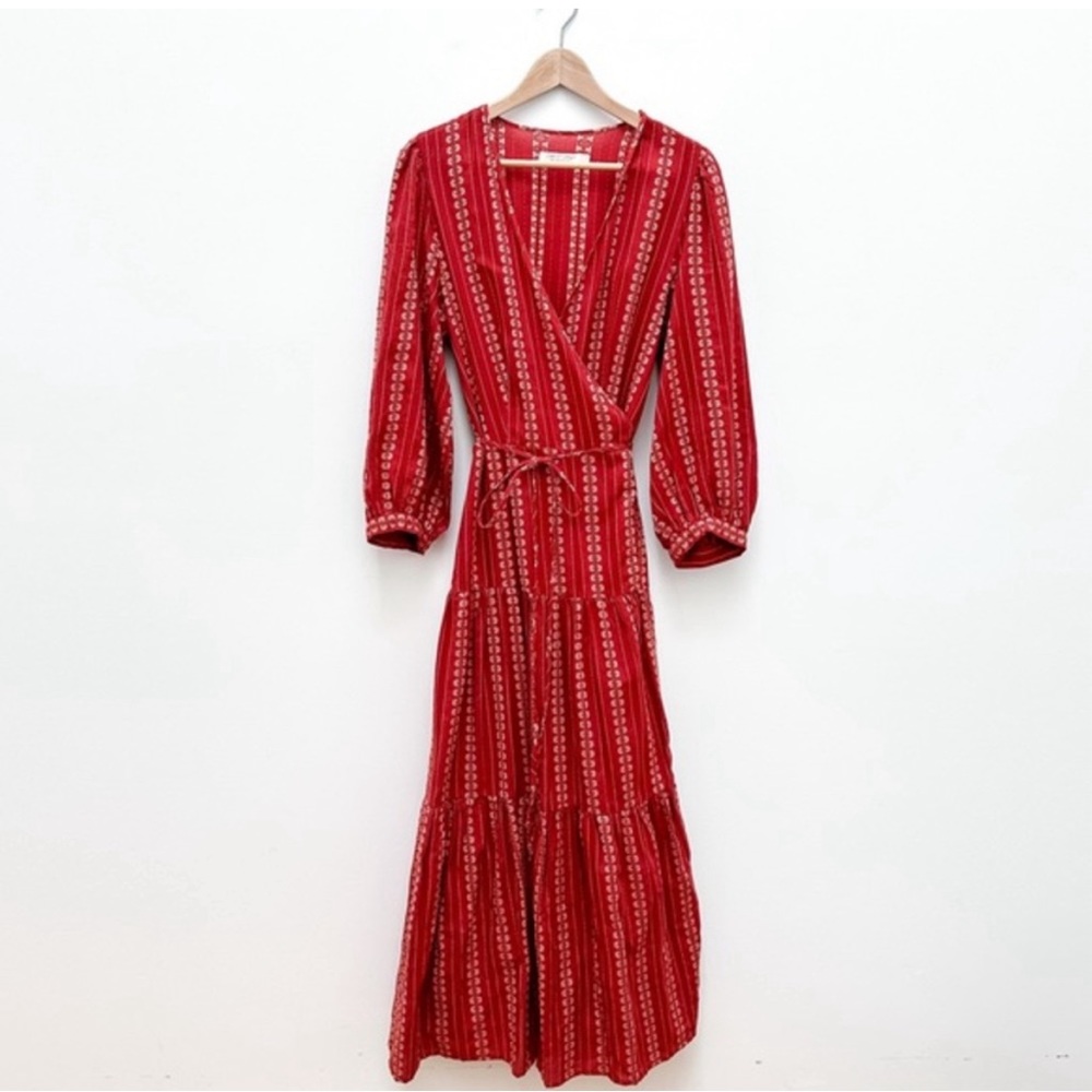 Christy Dawn noah wrap dress in Hibiscus Zinnia Stripe